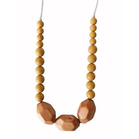 Teething Necklace Austin Mustard + Tan