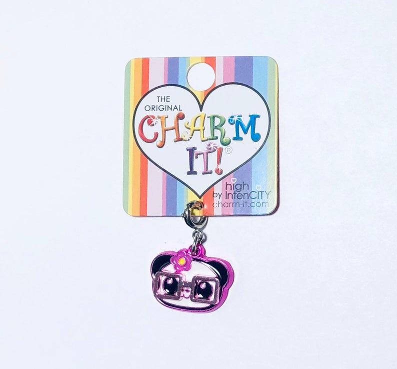 Panda Bear Face with Pink Glasses Charm