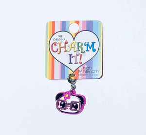 Panda Bear Face with Pink Glasses Charm