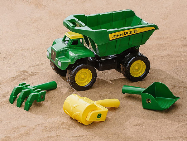 John Deere 15" Big Scoop Dump Truck Sandbox Toy with Sand Tools