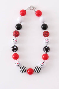 Christmas Snowman Black/Red Bubble Necklace