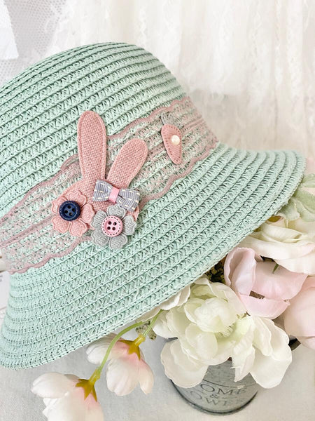 Rabbit Straw Hat - Turquoise