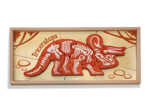 Dino Skeleton Puzzles - Double Sided - Triceratops
