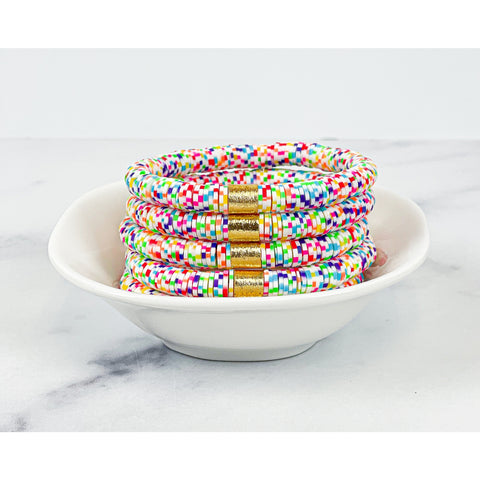 Rainbow Sprinkles with Gold Barrel Heishi Color Pop Bracelet