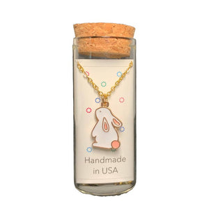 Easter Bunny Charm Necklace in a Bottle