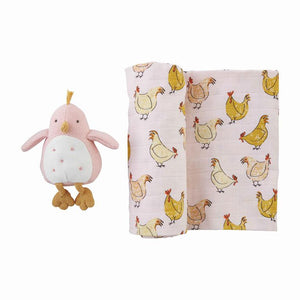 Pink Chick Rattle And Swaddle