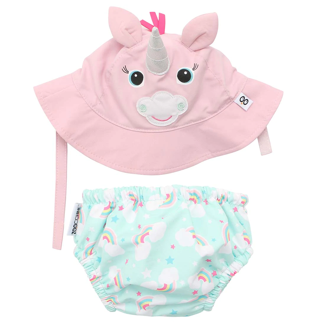 Baby Swim Diaper & Sun Hat Set- Allie The Alicorn