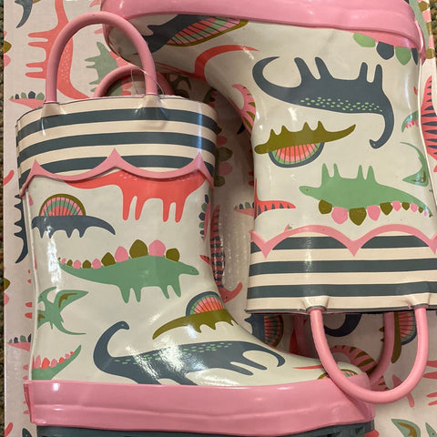 Rain Boots - Pink Dino