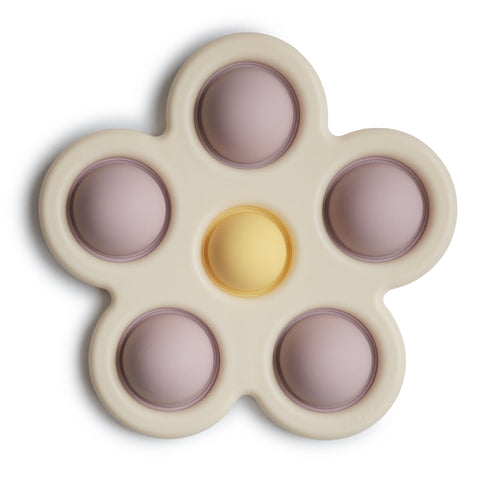 Mushie Flower Press Toy- Soft Lilac,  Daffodil , Ivory