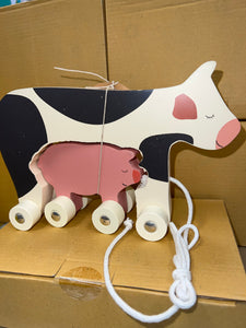 Cow Farm Rolling Wood Toys