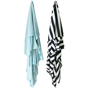 2- Pack Knit Swaddle Blanket- B&W/ Blue