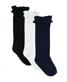 White, Navy & Black Knee High Socks