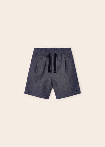 Linen Jogger Shorts-Navy