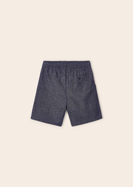 Linen Jogger Shorts-Navy