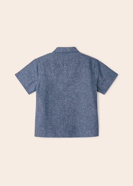 Blue Linen Short Sleeve Shirt