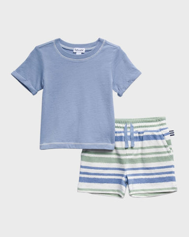 Blue Surfs Up Tee and Striped Short Set