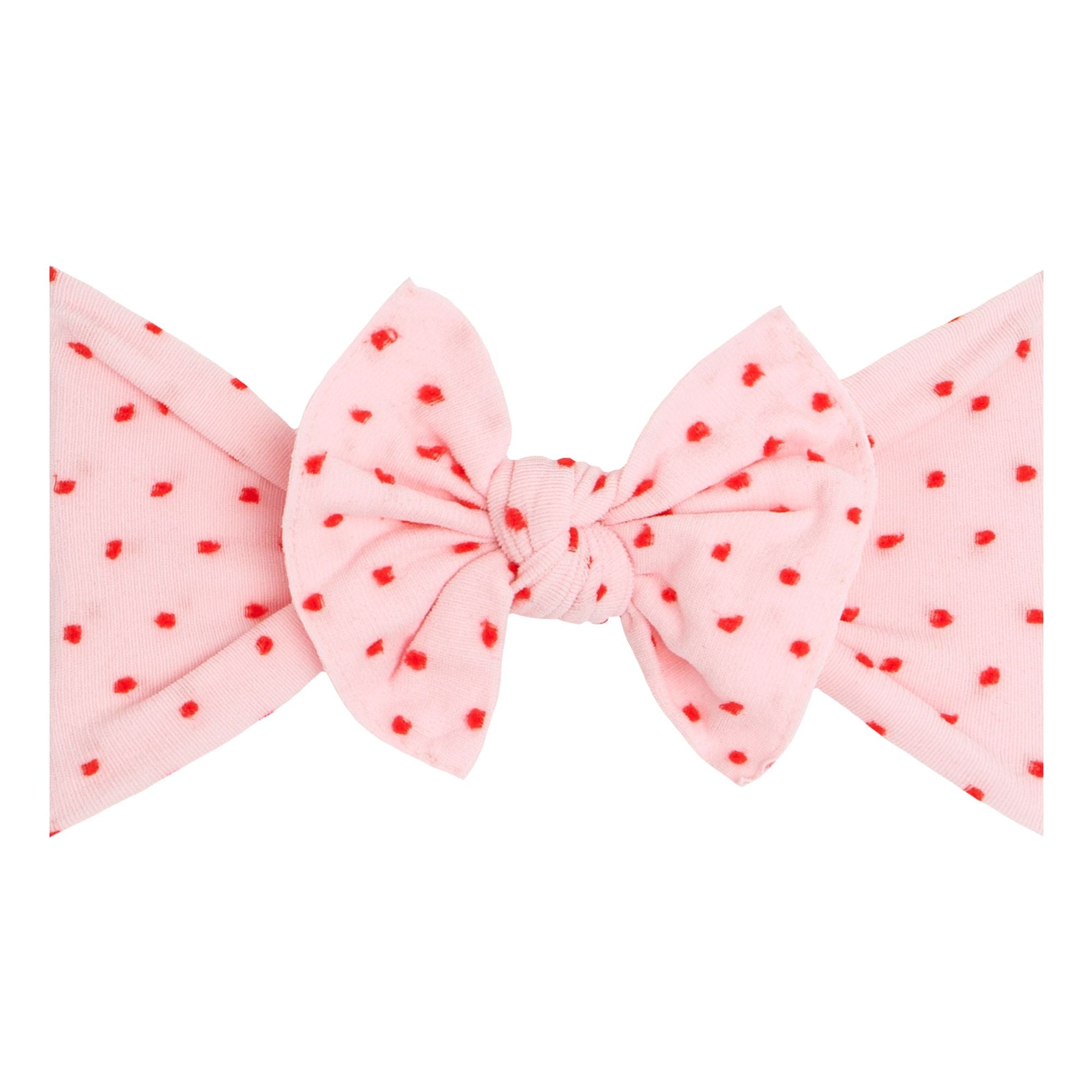 Pink w/ Red Dot Patterned Shabby Knot Headband