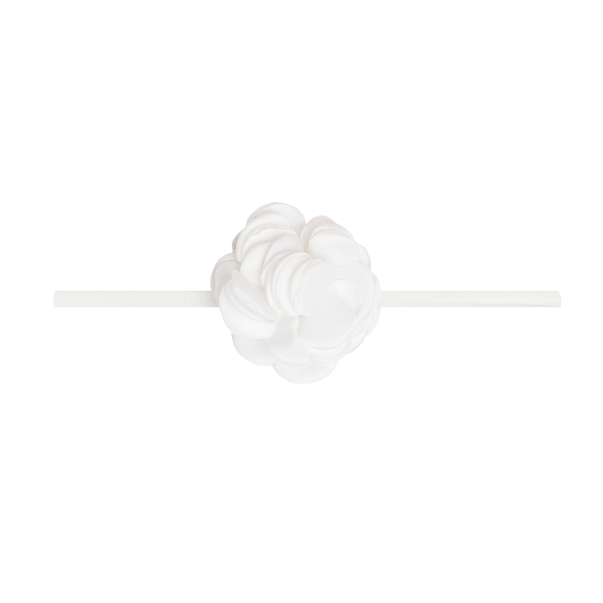 Mini White Silk Ruffle Skinny Headband