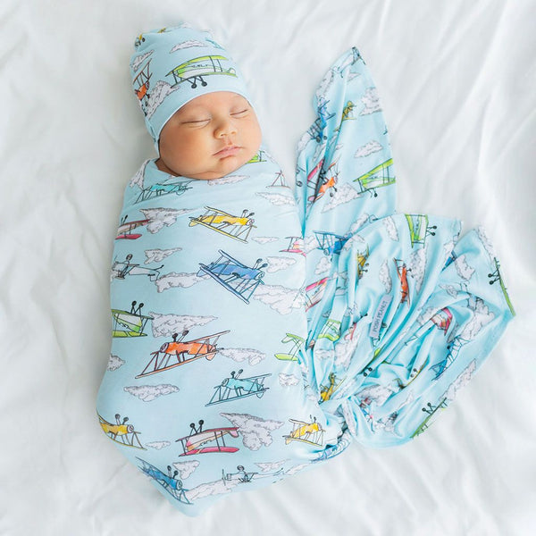 Flyer Swaddle and Beanie Set