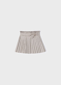 Pleated Skirt w/Bow-Hazelnut