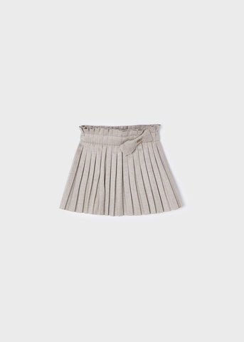 Pleated Skirt w/Bow-Hazelnut