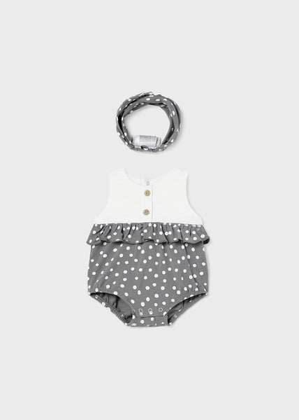 Printed Romper with Headband Newborn