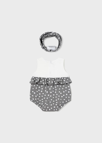 Printed Romper with Headband Newborn