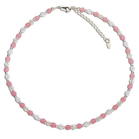 Kara- Sterling Silver Pink & White Necklace