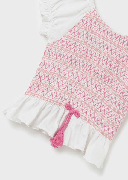 Smocked Pink & White Top