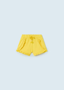 Ruffle Cotton Shorts-Yellow