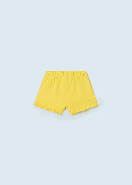 Ruffle Cotton Shorts-Yellow