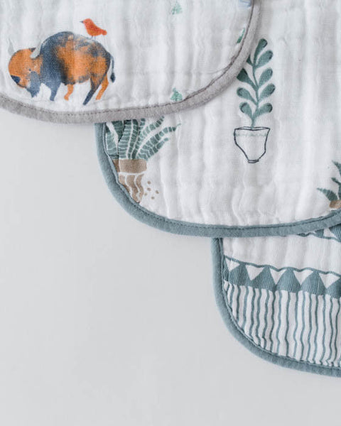 Cotton Muslin Classic Bib 3 Pack - Bison