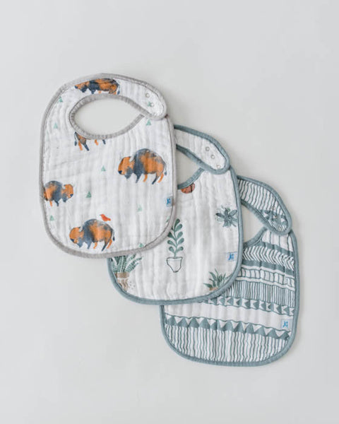 Cotton Muslin Classic Bib 3 Pack - Bison